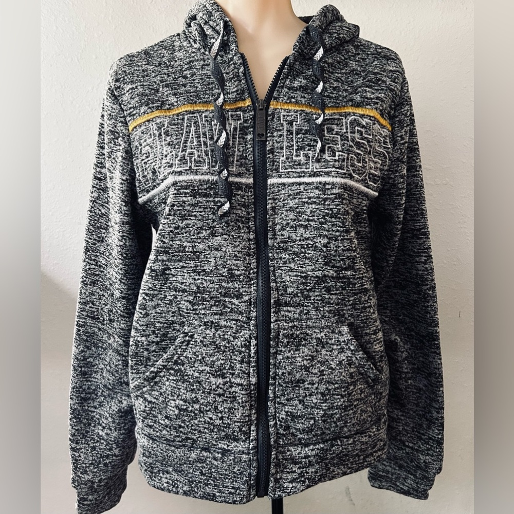 Thrill 94 Gray Zip-Up Hoodie with “Flawless” Embroidered Size M